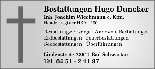 Bestattungen Hugo Duncker Inh. Joachim Wiechmann e. Kfm.